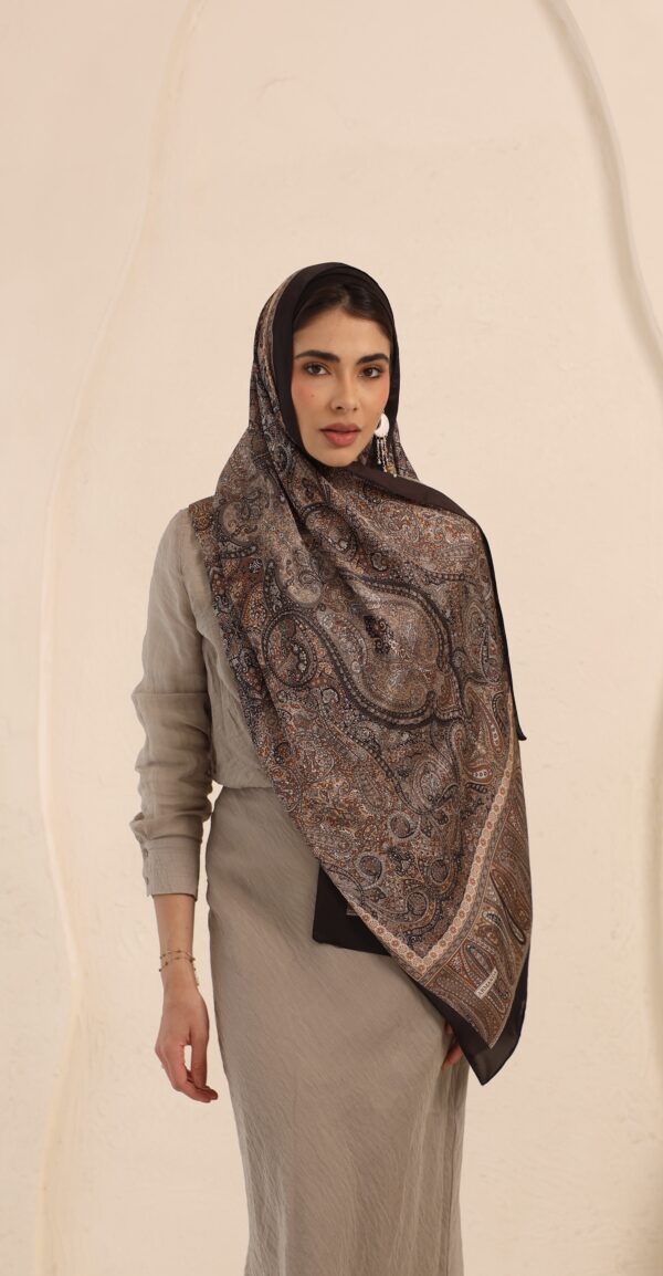Arabian Nights Luxury Silk Scarf-Black/Brown