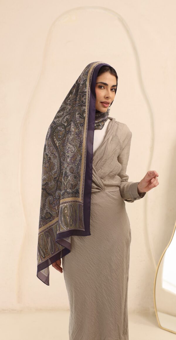 Arabian Nights Luxury Silk Scarf-Eggplant