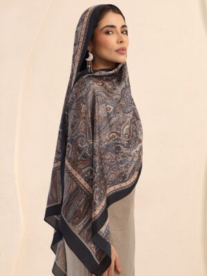 Arabian Nights Luxury Silk Scarf-Navy