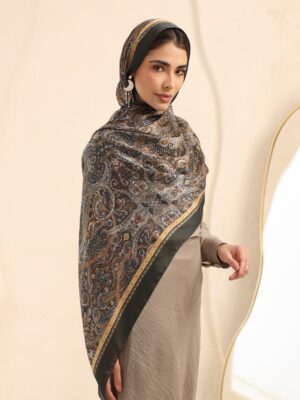 Arabian Nights Luxury Silk Scarf-Army