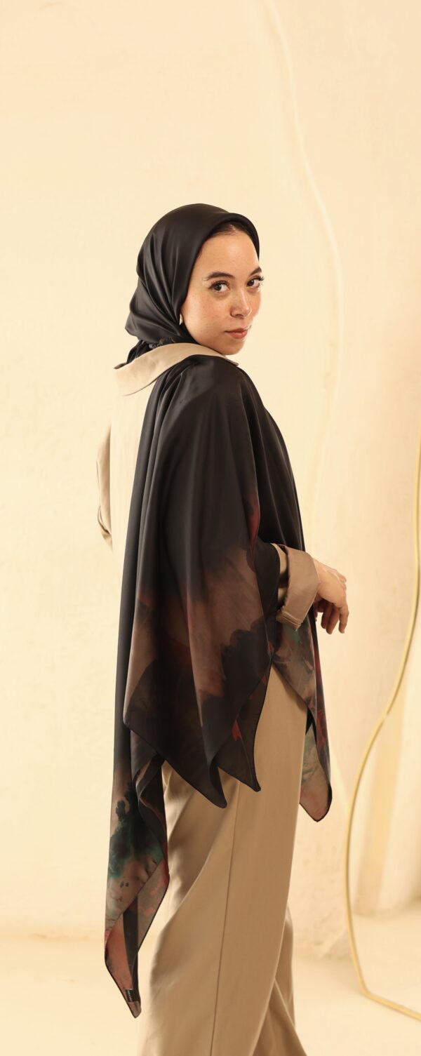 Aura Premium Silk Square Scarf-Midnight Bloom