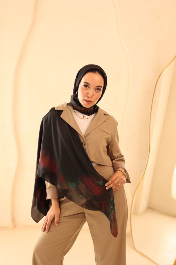 Aura Premium Silk Square Scarf-Midnight Bloom