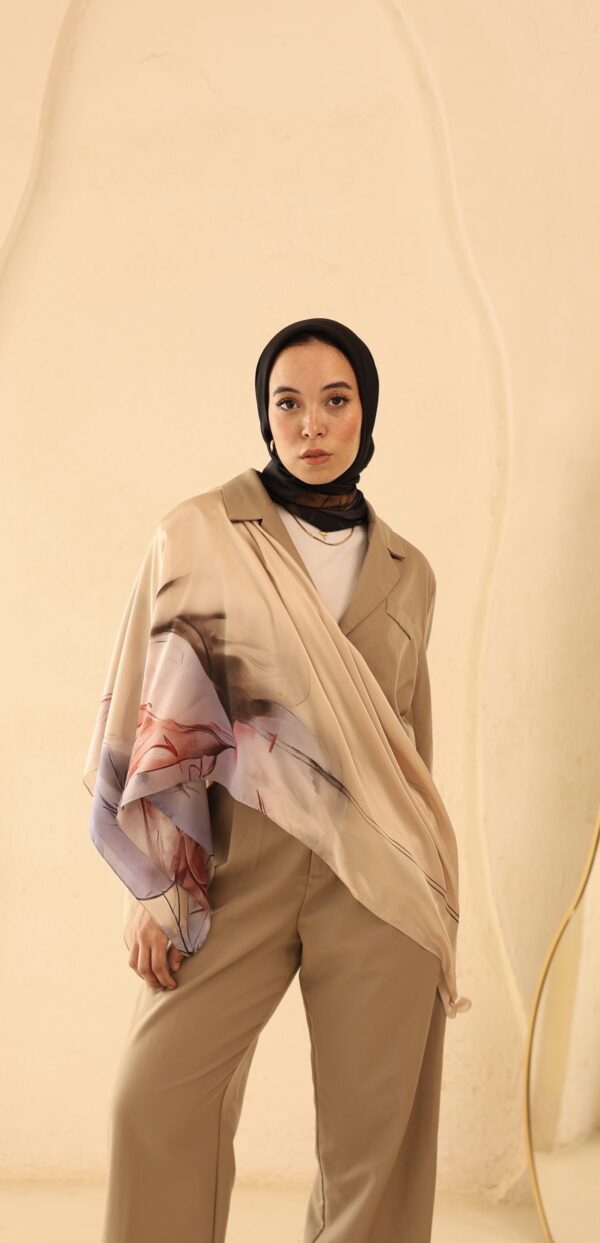 Aura Premium Silk Square Scarf-Blush Bloom