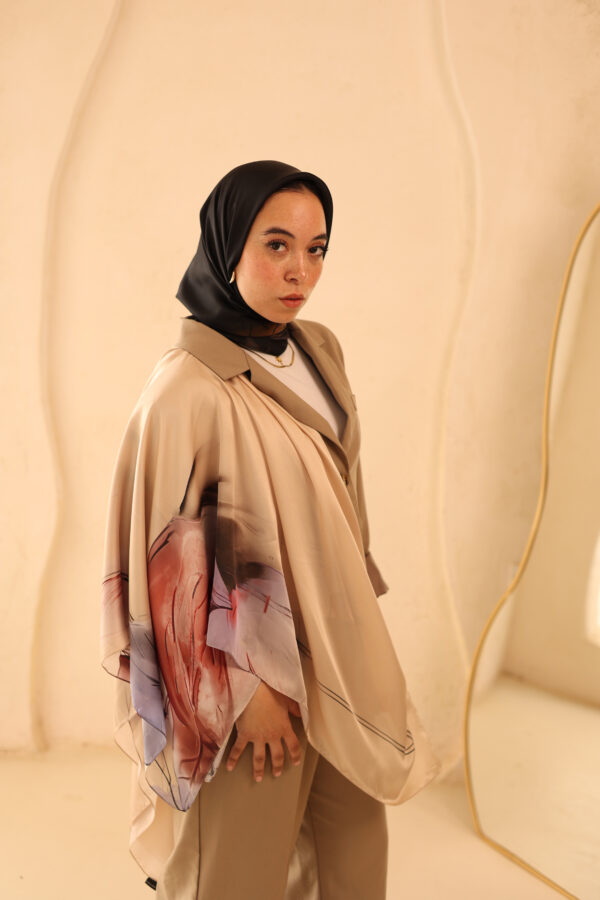 Aura Premium Silk Square Scarf-Blush Bloom