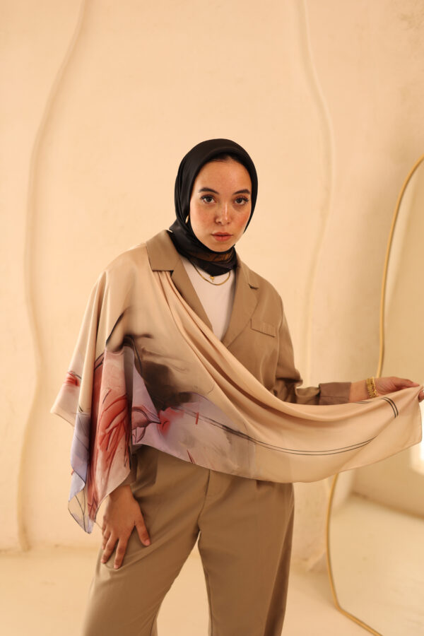 Aura Premium Silk Square Scarf-Blush Bloom