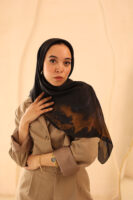 Aura Premium Silk Square Scarf-Golden Noir