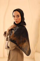 Aura Premium Silk Square Scarf-Golden Noir