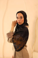 Aura Premium Silk Square Scarf-Golden Noir