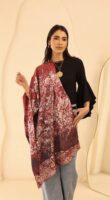 Almond Blossom soft wool shawl-Red