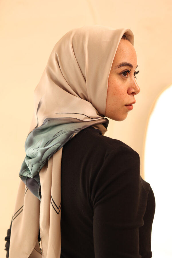 Aura Premium Silk Square Scarf-Sage Sand