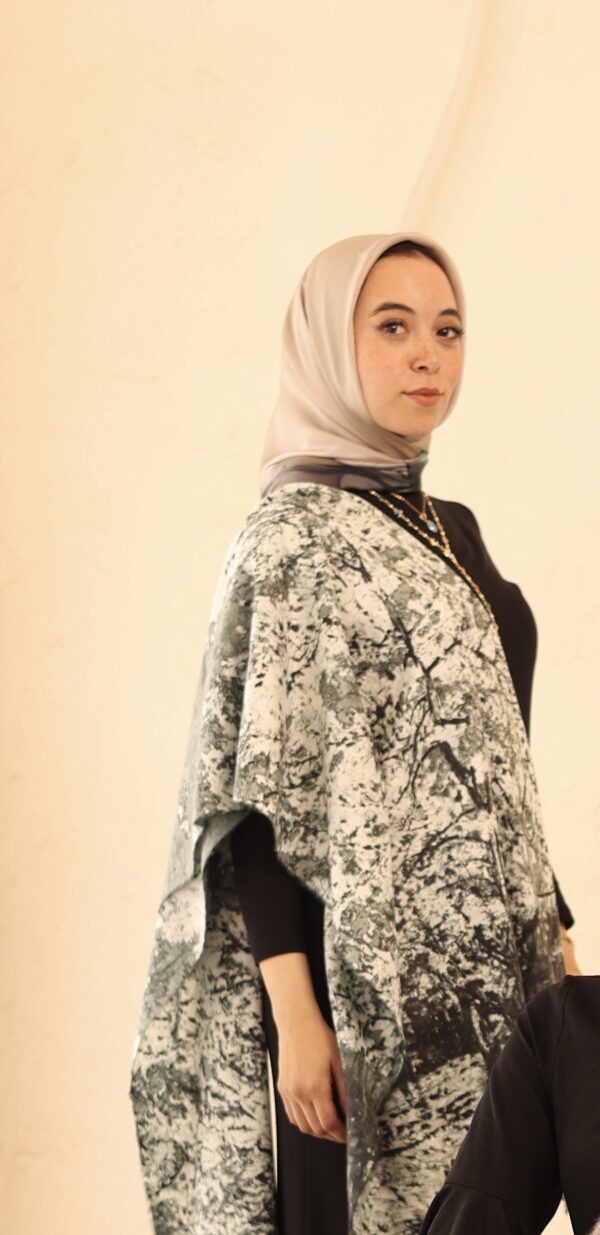 Almond Blossom soft wool shawl-Olive