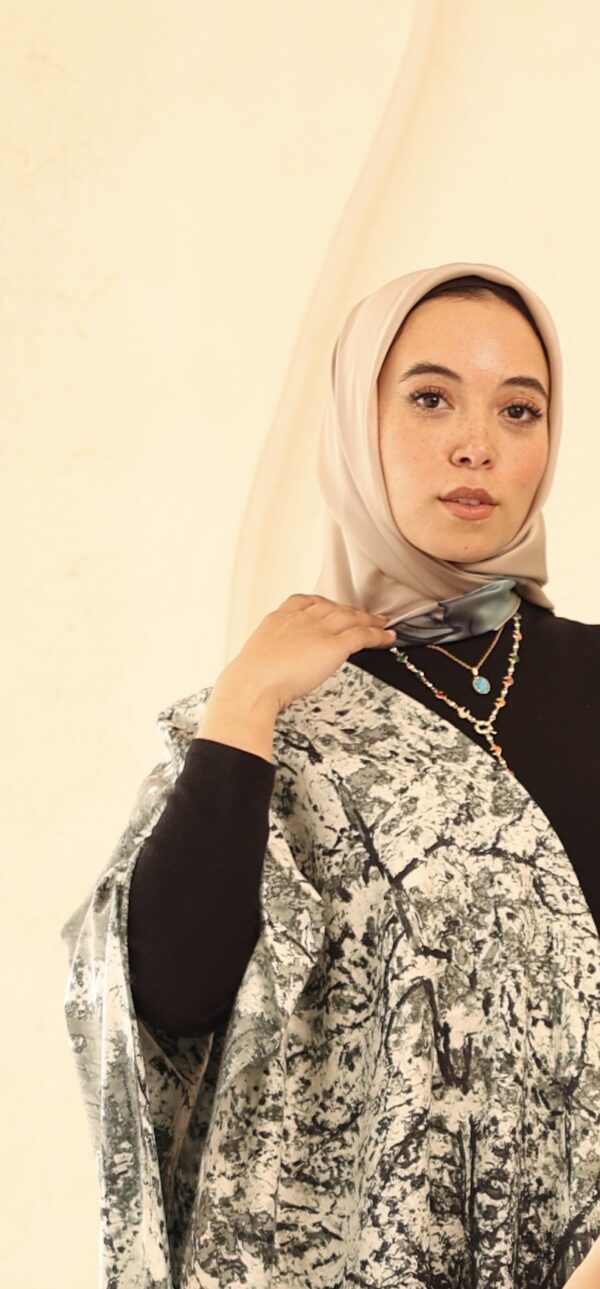 Almond Blossom soft wool shawl-Olive