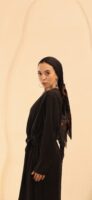 Aura Premium Silk Square Scarf – Noir Bloom