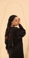 Aura Premium Silk Square Scarf – Noir Bloom