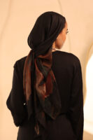 Aura Premium Silk Square Scarf – Noir Bloom