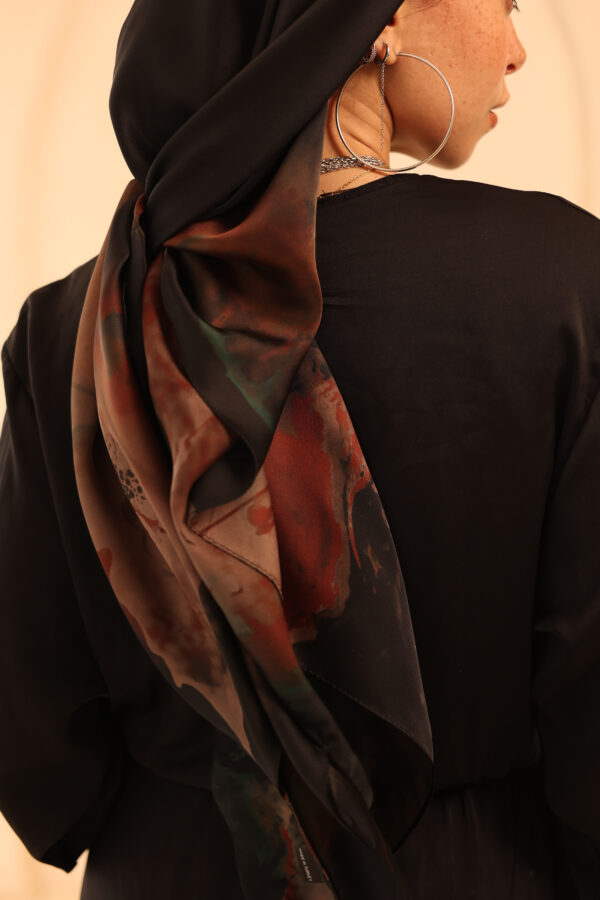 Aura Premium Silk Square Scarf – Noir Bloom