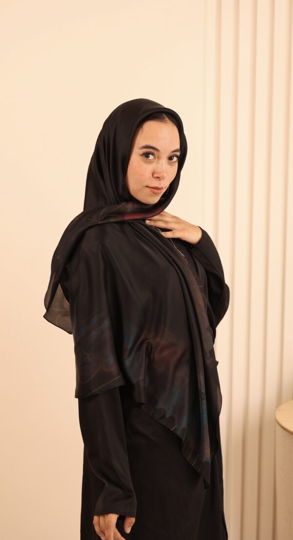 Aura Premium Silk Square Scarf – Crimson Noir