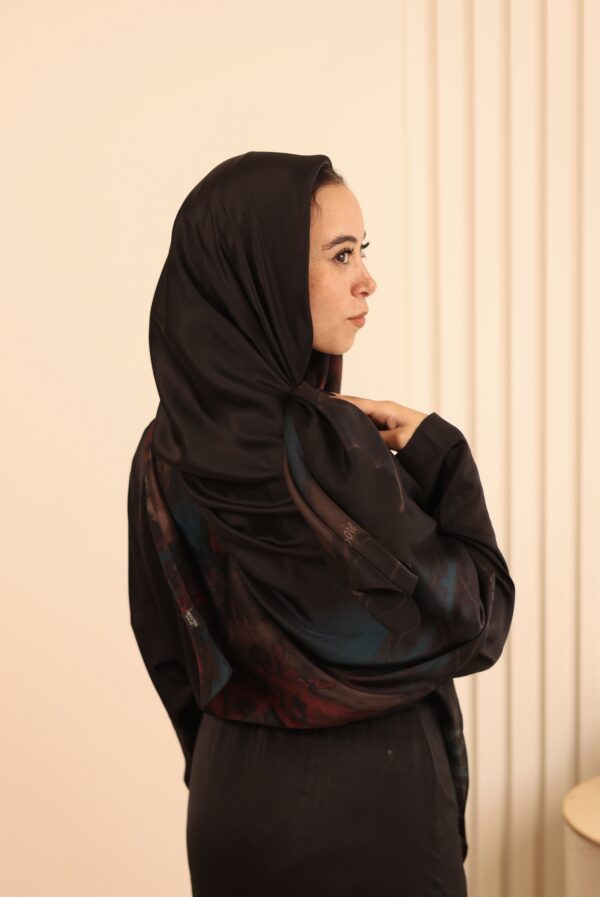 Aura Premium Silk Square Scarf – Crimson Noir