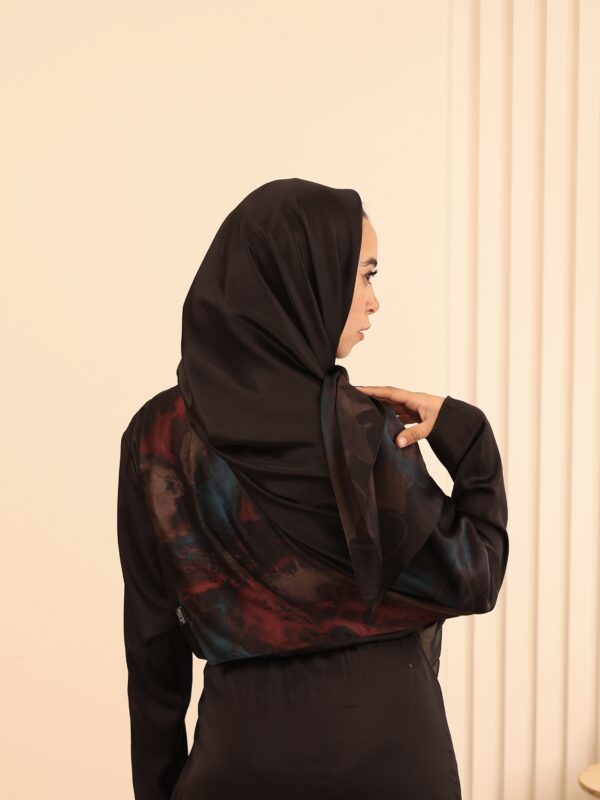 Aura Premium Silk Square Scarf – Crimson Noir