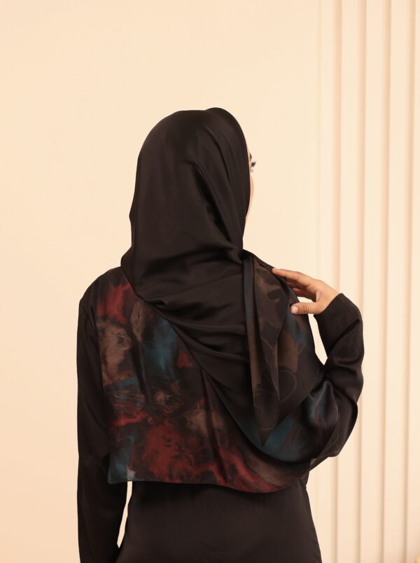 Aura Premium Silk Square Scarf – Crimson Noir