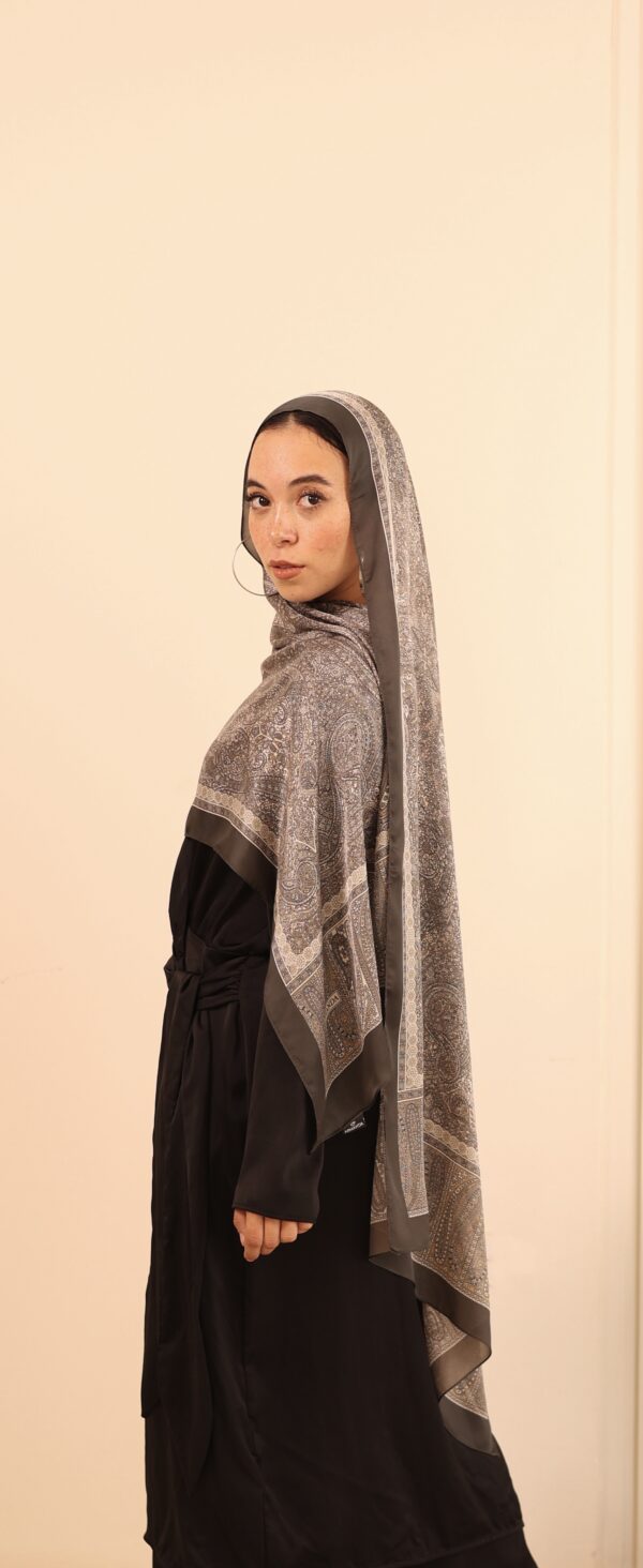Arabian Nights Luxury Silk Scarf-Gray