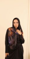 Aura Premium Silk Square Scarf – Sunset Noir