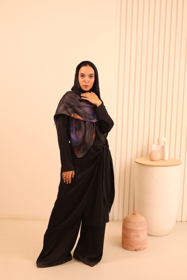 Aura Premium Silk Square Scarf – Sunset Noir