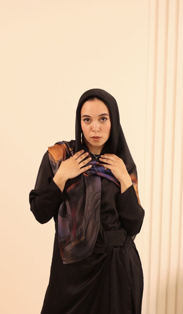 Aura Premium Silk Square Scarf – Sunset Noir
