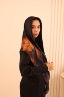 Aura Premium Silk Square Scarf – Sunset Noir
