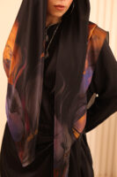 Aura Premium Silk Square Scarf – Sunset Noir