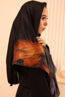 Aura Premium Silk Square Scarf – Sunset Noir
