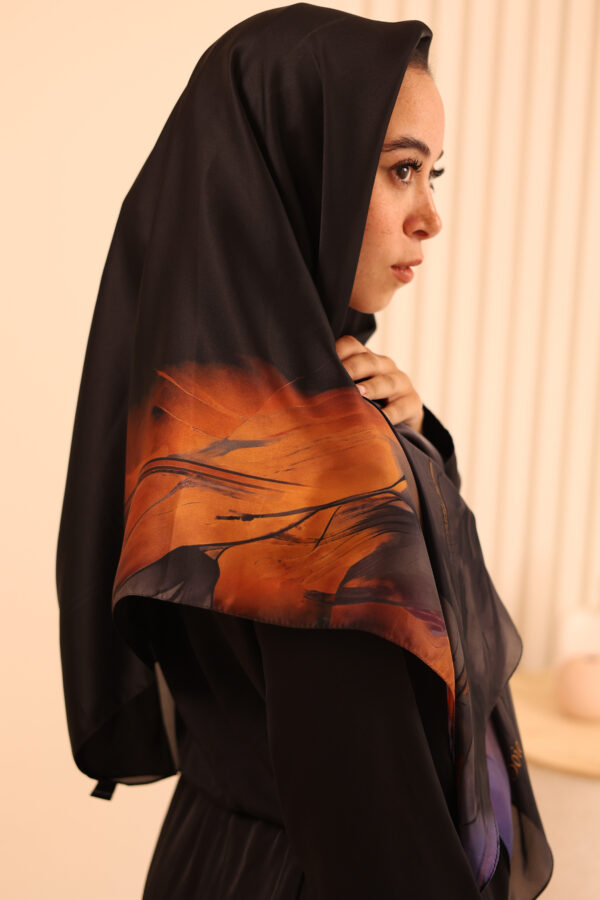 Aura Premium Silk Square Scarf – Sunset Noir