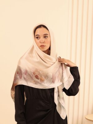 Aura Premium Silk Square Scarf-Blush Petal