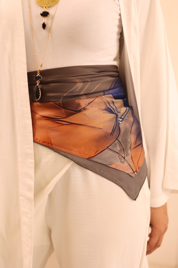 Aura Premium Silk Square Scarf-Mocha Glow