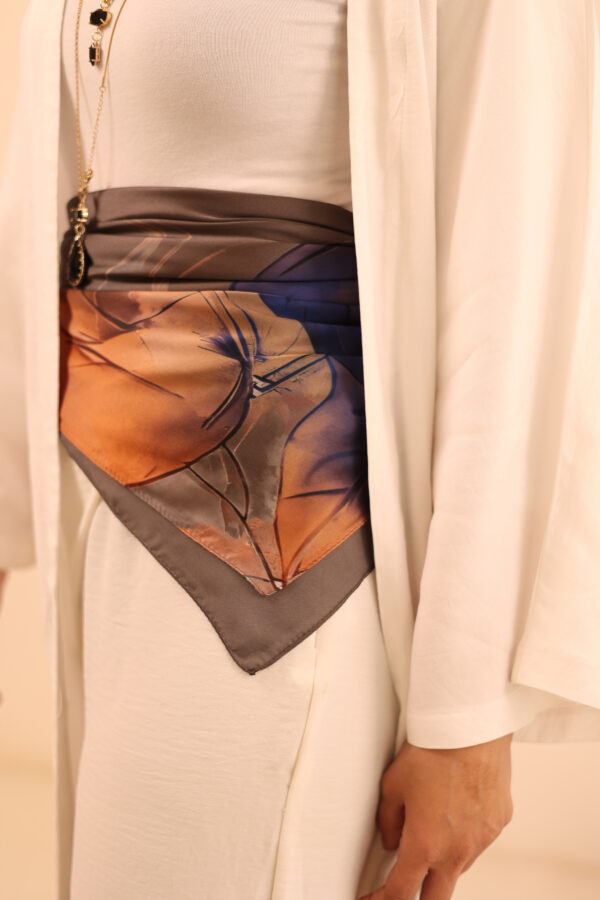 Aura Premium Silk Square Scarf-Mocha Glow