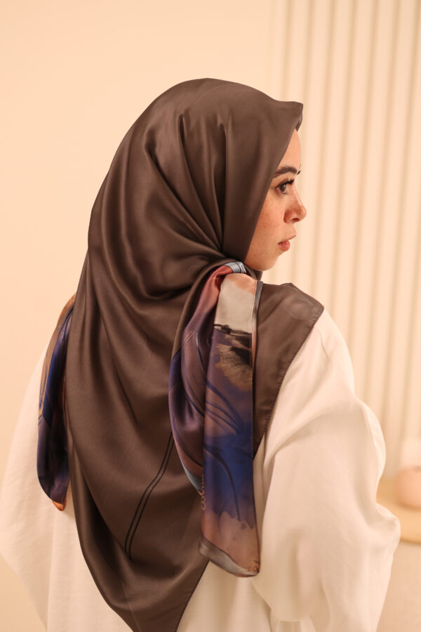 Aura Premium Silk Square Scarf-Mocha Glow