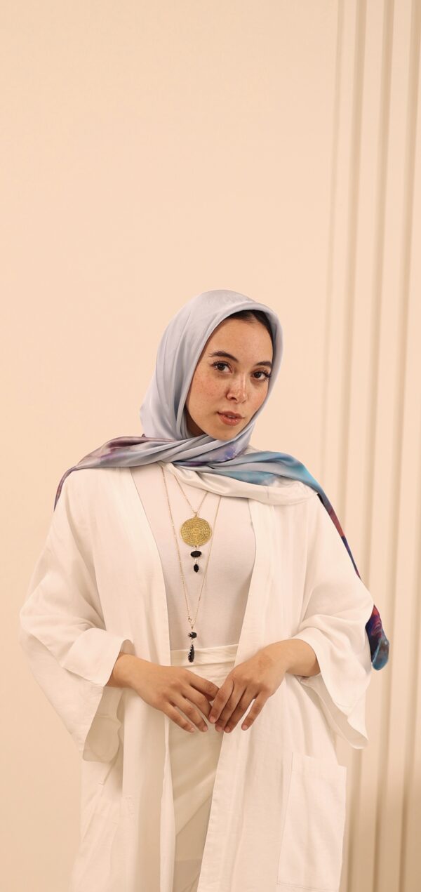 Aura Premium Silk Square Scarf-Sky Bloom