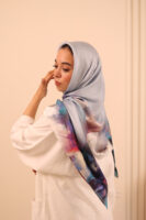 Aura Premium Silk Square Scarf-Sky Bloom