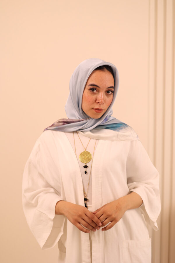 Aura Premium Silk Square Scarf-Sky Bloom