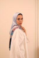 Aura Premium Silk Square Scarf-Sky Bloom