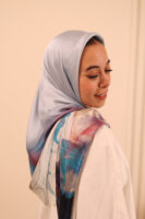 Aura Premium Silk Square Scarf-Sky Bloom