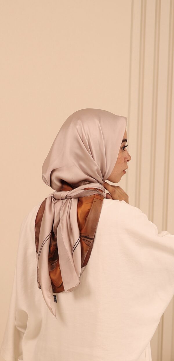 Aura Premium Silk Square Scarf – Mocha Petal