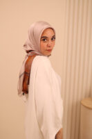 Aura Premium Silk Square Scarf – Mocha Petal