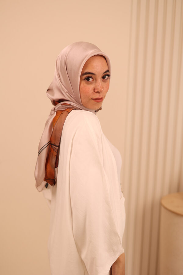 Aura Premium Silk Square Scarf – Mocha Petal