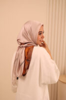 Aura Premium Silk Square Scarf – Mocha Petal