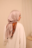 Aura Premium Silk Square Scarf – Mocha Petal