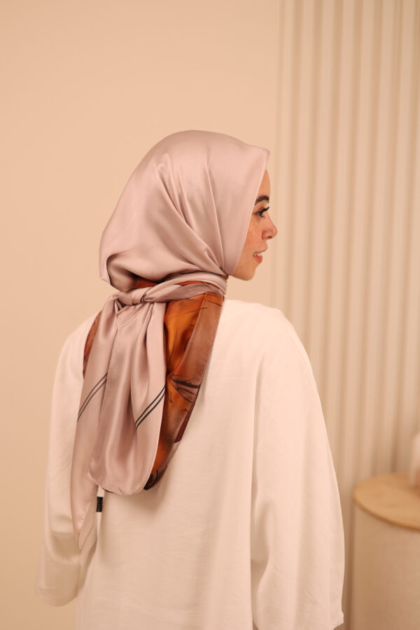 Aura Premium Silk Square Scarf – Mocha Petal