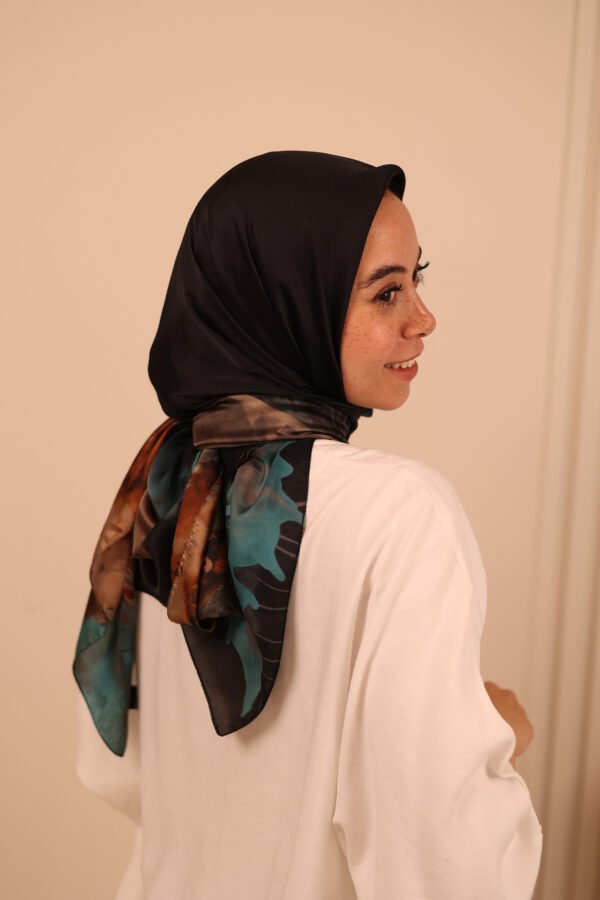 Aura Premium Silk Square Scarf-Emerald Mocha