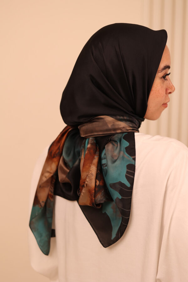 Aura Premium Silk Square Scarf-Emerald Mocha