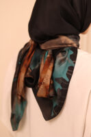 Aura Premium Silk Square Scarf-Emerald Mocha